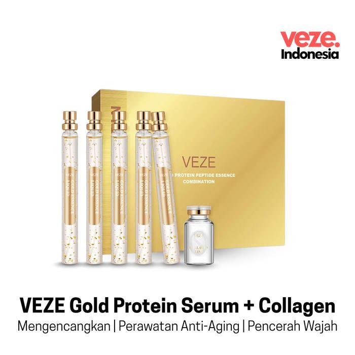 VEZE Gold Protein Line Peptide Serum + Collagen - Tanam Benang Tanpa Jarum | Perawatan Anti-Aging & 