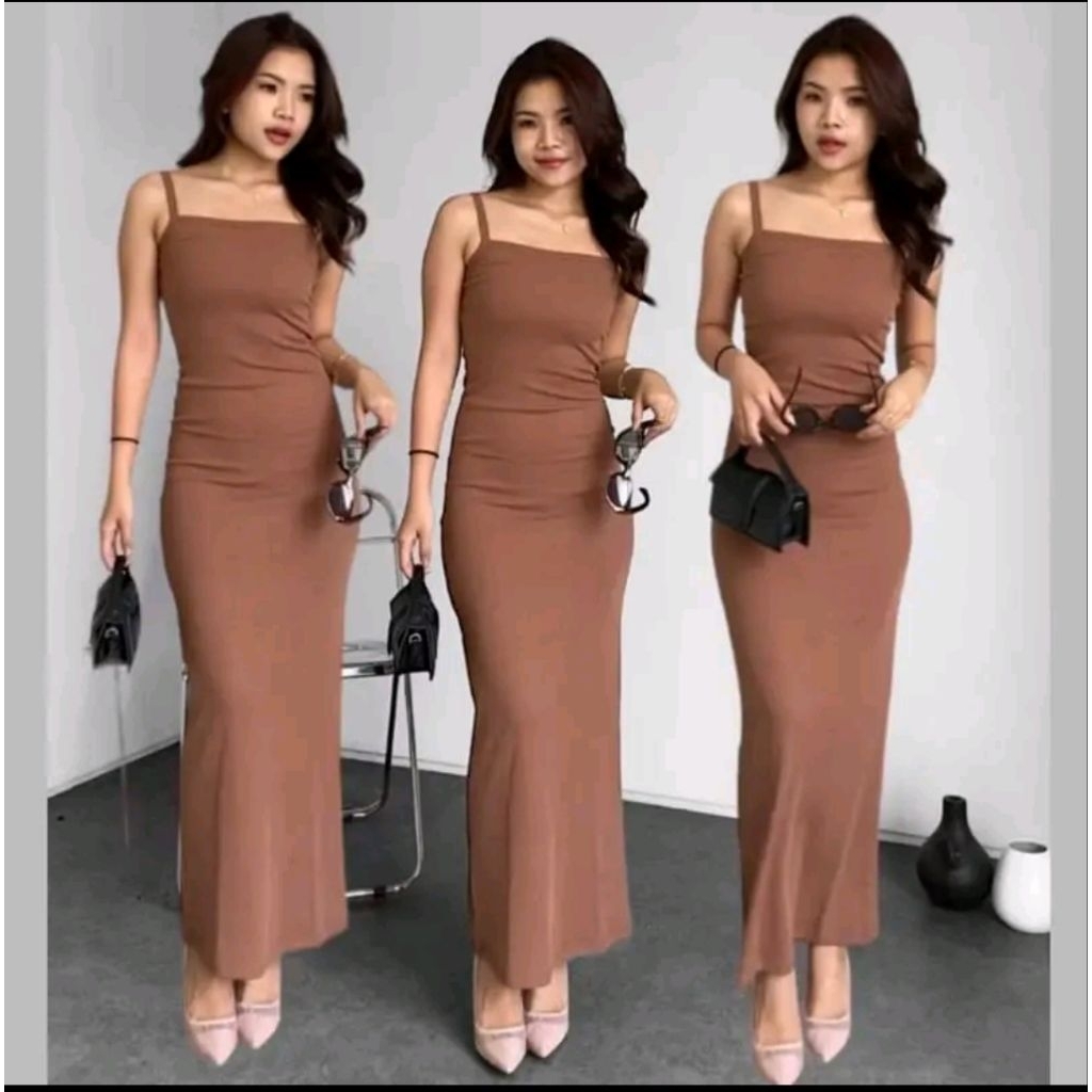 

Long Dress Bodycon Wanita Tanktop Spaghetti Strap | Slim Fit Maxi Dress Elegan