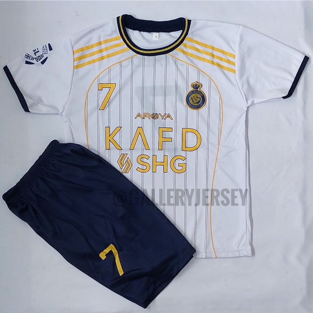 SETELAN BAJU BOLA ANAK ANAK AL NASSR HOME SETELAN JERSEY ANAK ANAK AL NASSR RONALDO SETELAN JERSEY A