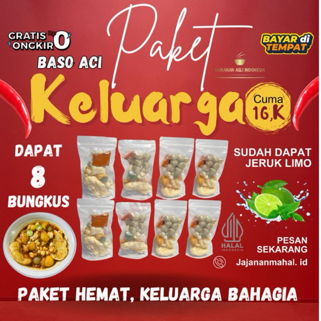 

Baso Aci 8 bungkus hemat / bakso aci Original Kuah Pedas instan, boci cemilan murah isi banyak