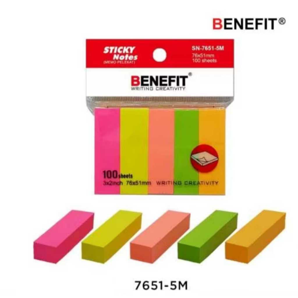 

STICKY NOTES BENEFIT // SN-7651-5M ( 1PAK ISI 5 WARNA )