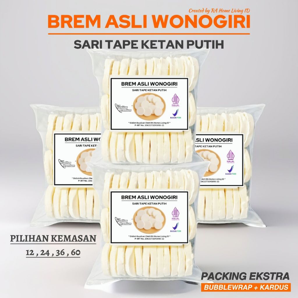 

BREM WONOGIRI ASLI ISI 12 24 36 60 KEPING - SARI TAPE KETAN PUTIH RASA ASAM MANIS PREMIUM