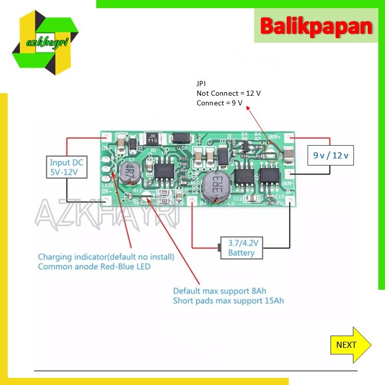 Modul UPS DC Power Backup 9V 12V Baterai 18650 Lithium Pengaman Anti Mati Lampu Always On