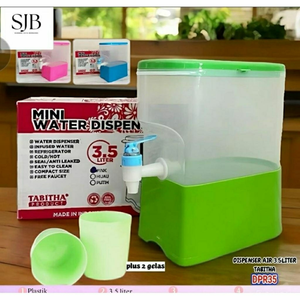 Dispenser Air 3,5 Liter Tabitha Free 2Pcs Gelas/Dispenser Mini  3,5 Liter Tahan Panas&Dingin/Mini Wa