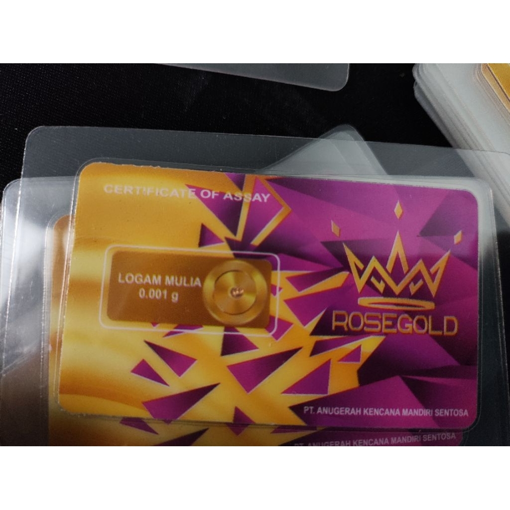 Rosegold logam mulia emas mini 0.001gram