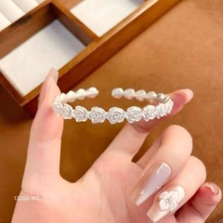 Perak Murni999Gelang Emas Berlapis Bunga Mawar Putih Gaya Baru Tiongkok Tren Nasional