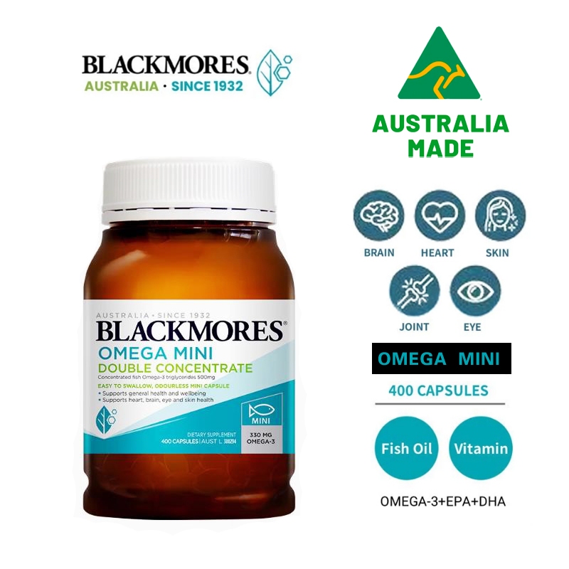 Blackmores Fish Oil Konsentrat Ganda Mini Omega-3 dengan 400kapsul Blackmores Fish Oil 1000mg Omega3