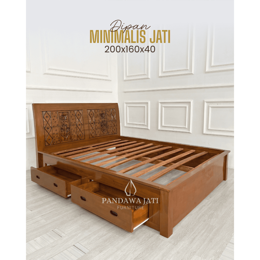 Dipan Minimalis 200 x 160 2 Laci / Dipan  Custom 2 Laci / Dipan Jati
