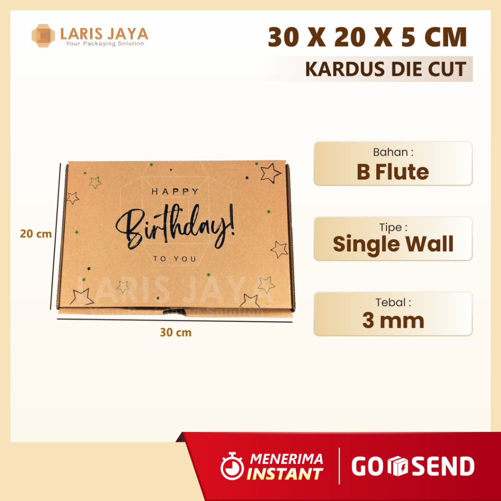 

Kotak Kado – Happy Birthday uk. 30x20x5 cm / Gift Box / Hampers Box / Kardus Sablon / Corrugated Box Packaging Die Cut