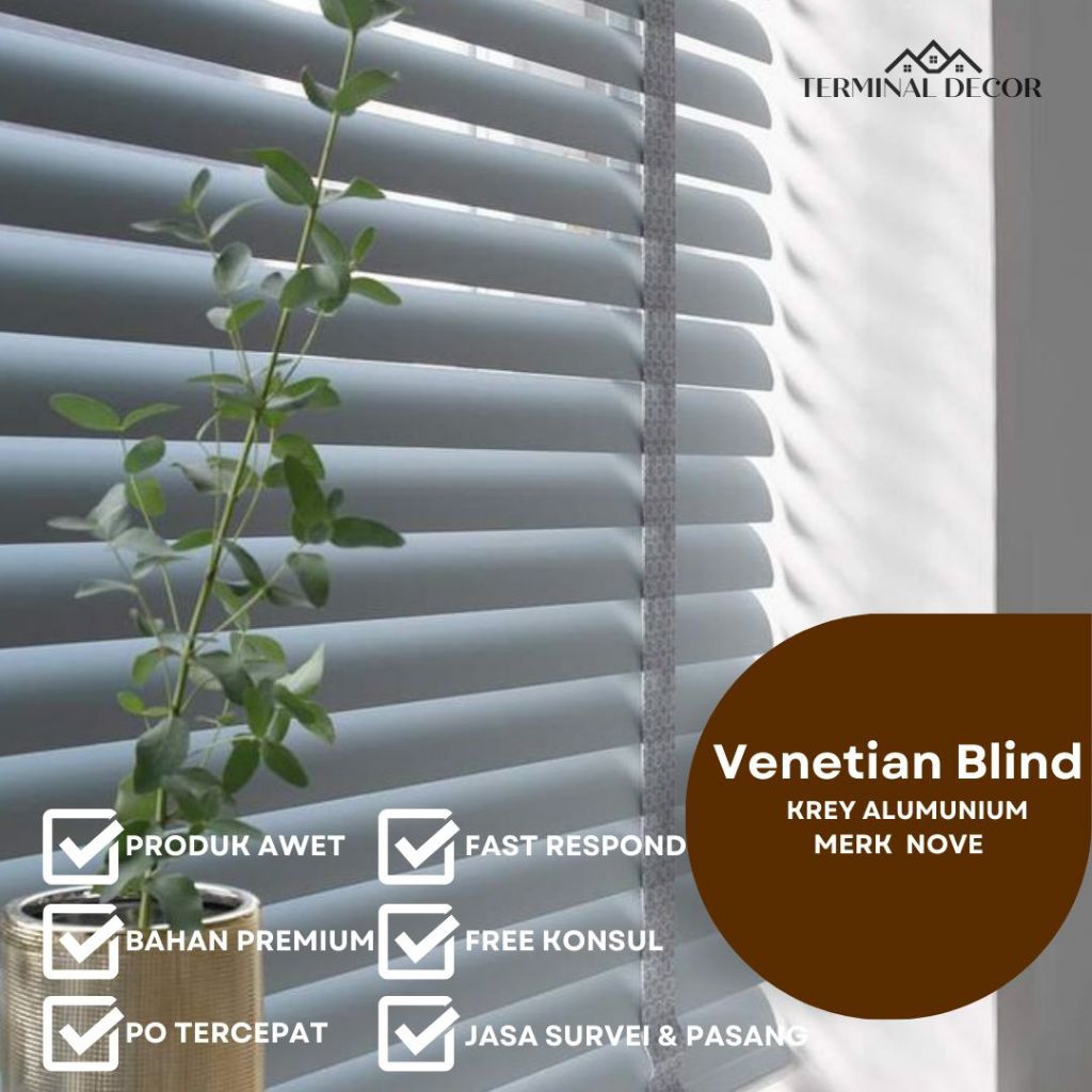 (BEST SELLER) Venetian Blind Krey Alumunium Indoor Merk NOVE Horizontal Blind Aesthetic Estetik Mini