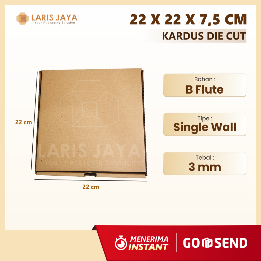 

Kardus Die Cut Uk. 22x22x7 Cm (Model Box Pizza)