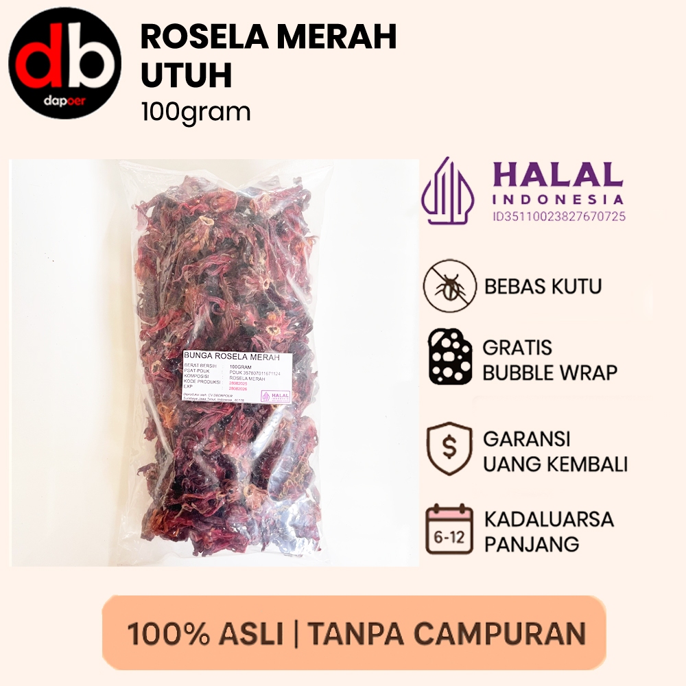 Rosella Merah 100gram Teh Bunga Rosela