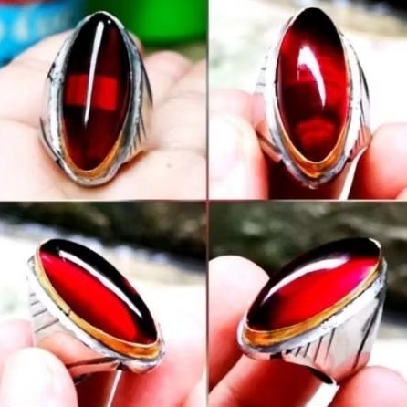 cincin batu merah siam pandan ring monel