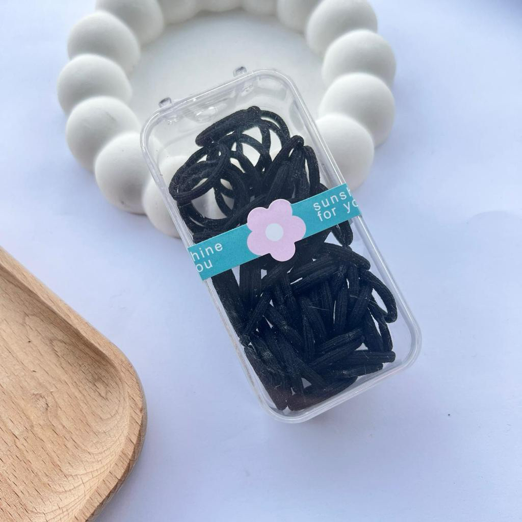 Karet Rambut Donat Mini Full Hitam