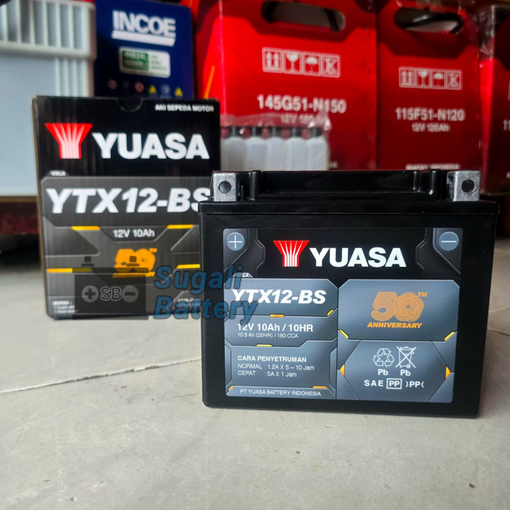 Aki Motor YUASA YTX12-BS MF Aki Kering 12volt 10.5Ah ORIGINAL YUASA