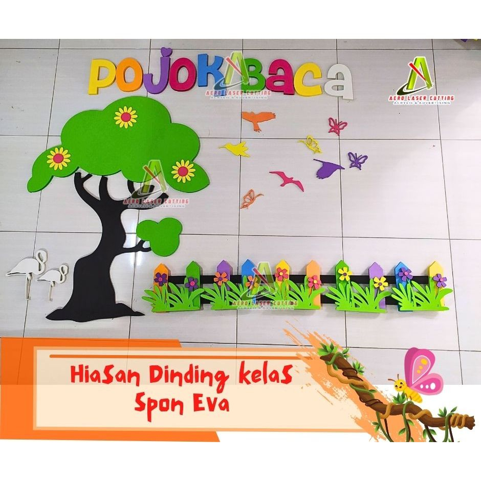 HIASAN DINDING KELAS/POJOK BACA/HIASAN POHON KELAS POJOK BACA SPON EVA/DEKORASI KELAS POHON/DEKORASI