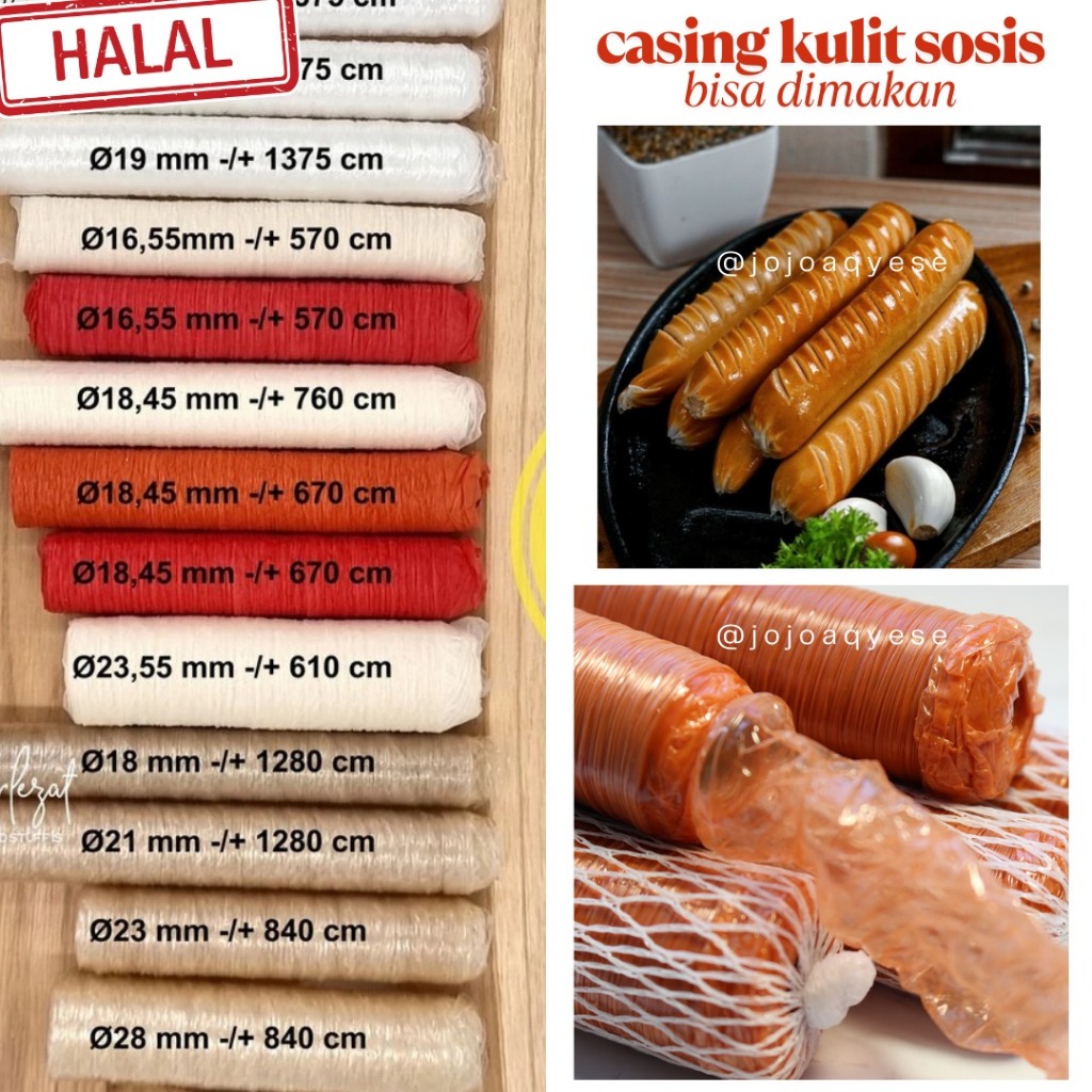 

Slongsong Casing Sosis Halal Foodgrade Pembungkus Kulit Sosis Kolagen Sapi Bisa Dimakan Jumbo