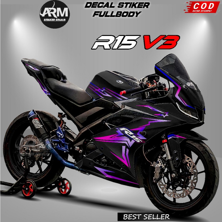 (COD) Decal R15 V3 Full Body Keren Stiker R15 V3 Full Body Keren Striping R15 V3 Variasi Bintang Hit