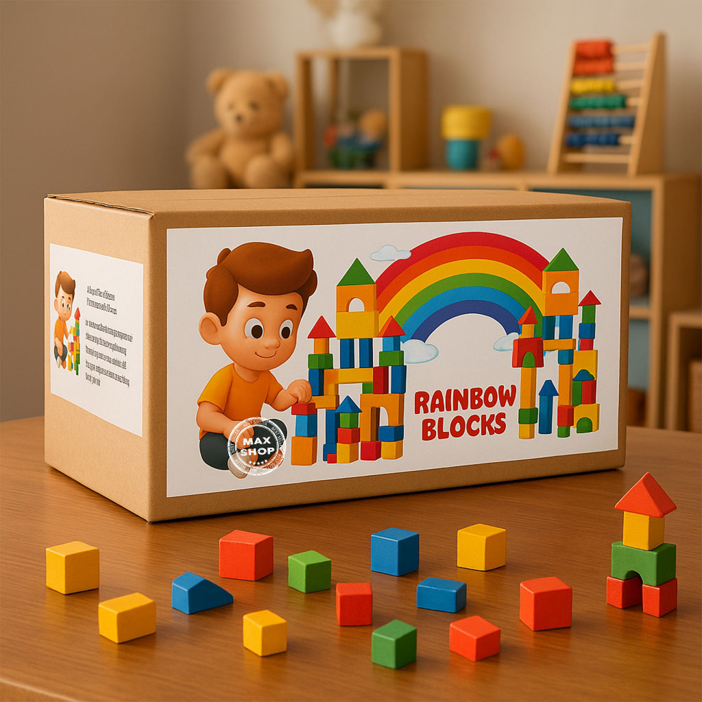 Mainan Balok Susun Kayu Besar 100pcs Mainan Edukasi Anak Wooden Block