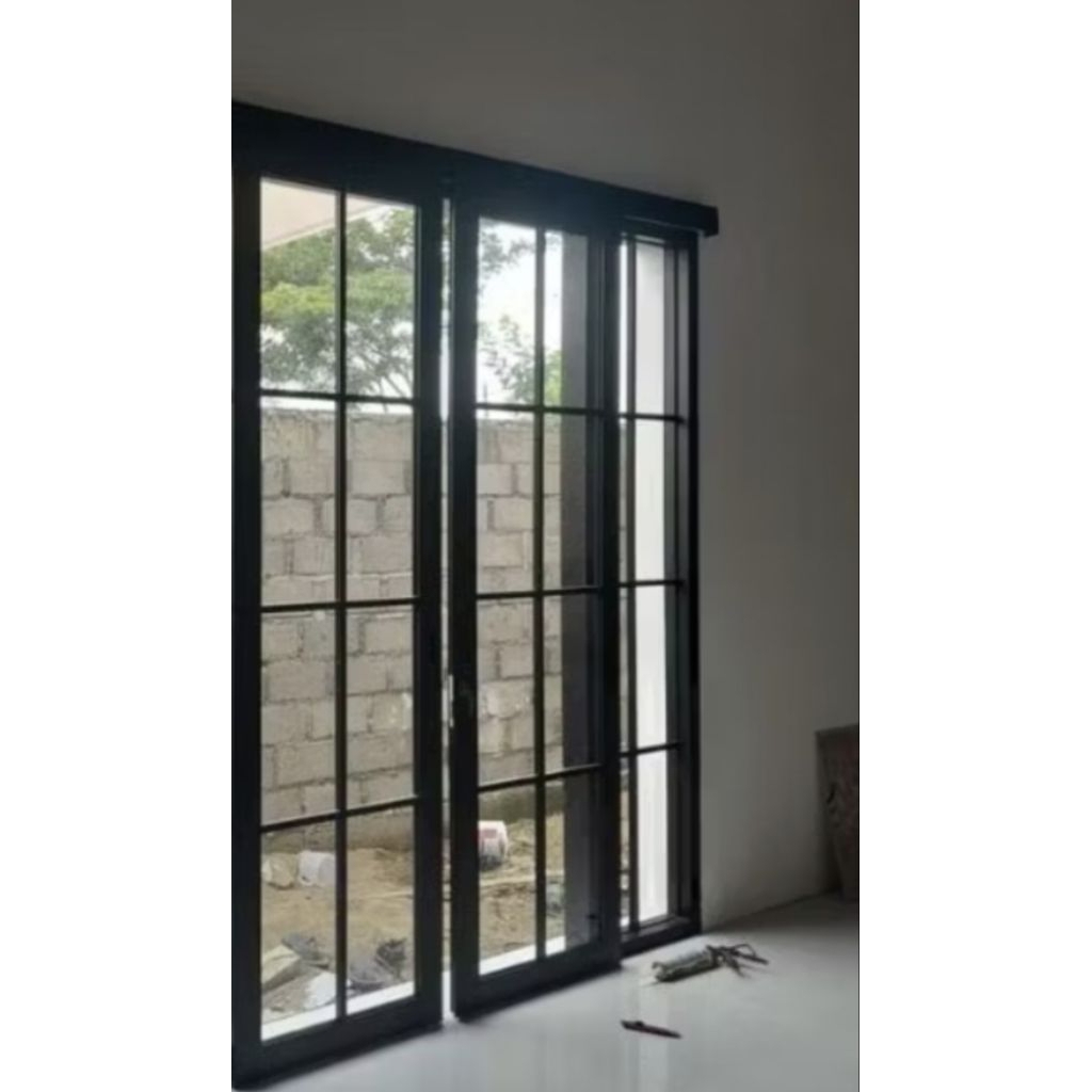 pintu geser dua daun dan satu kaca mati kusen 4"