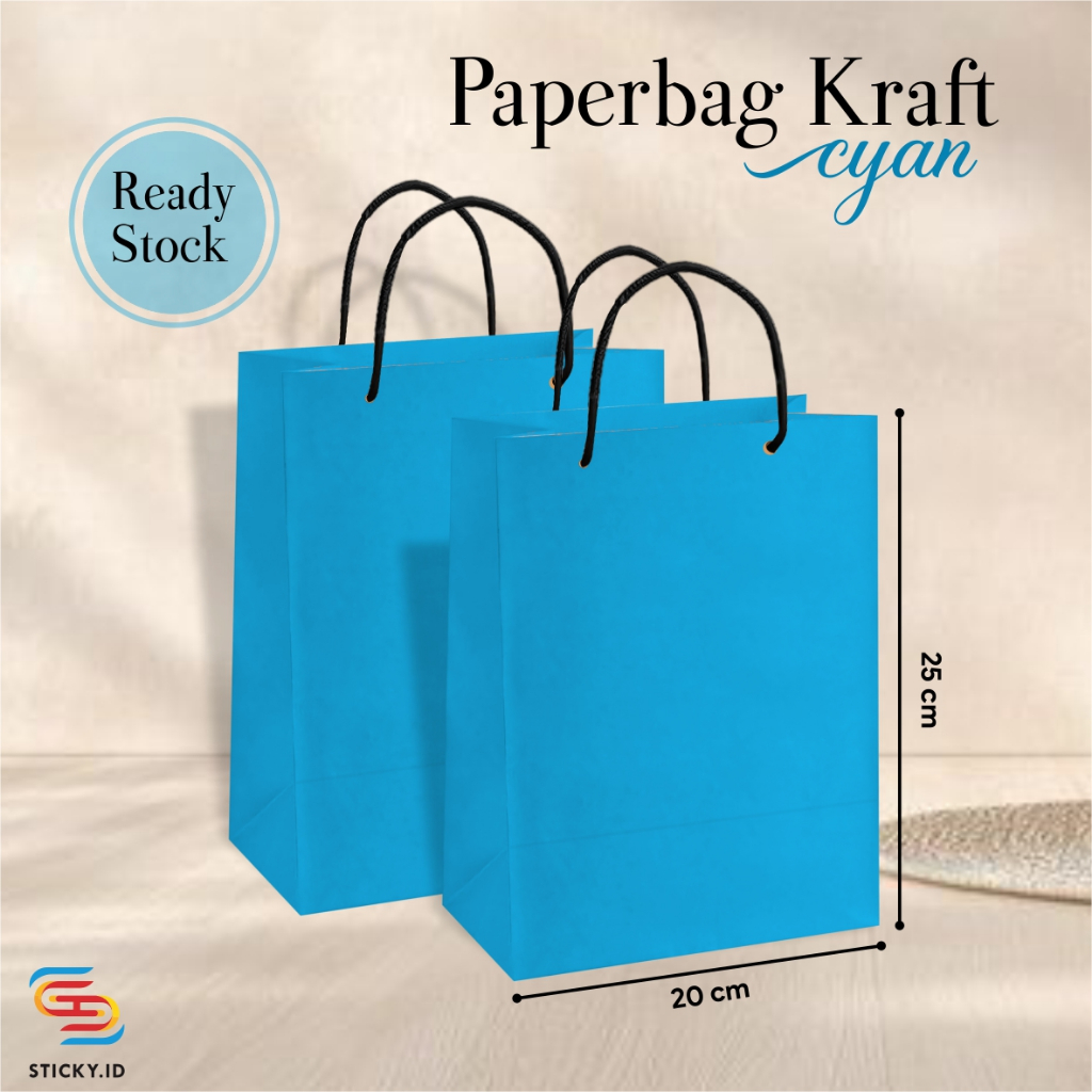 

PAPER BAG KRAFT CYAN POLOS SATUAN - TAS PERNIKAHAN, HAJATAN READY STOCK