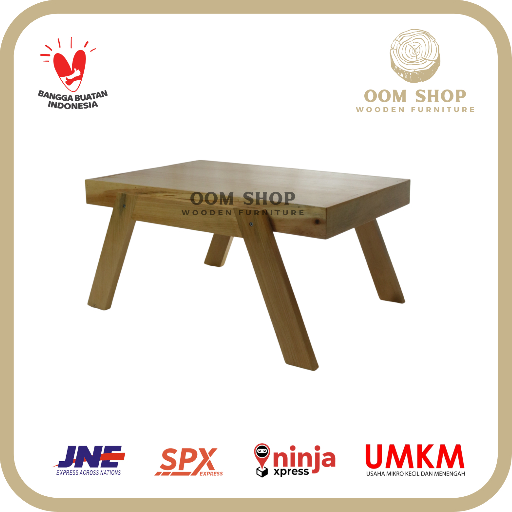 Meja Belajar Lesehan Meja Laptop Kayu Pinus Minimalis Estetik Kuat Kokoh