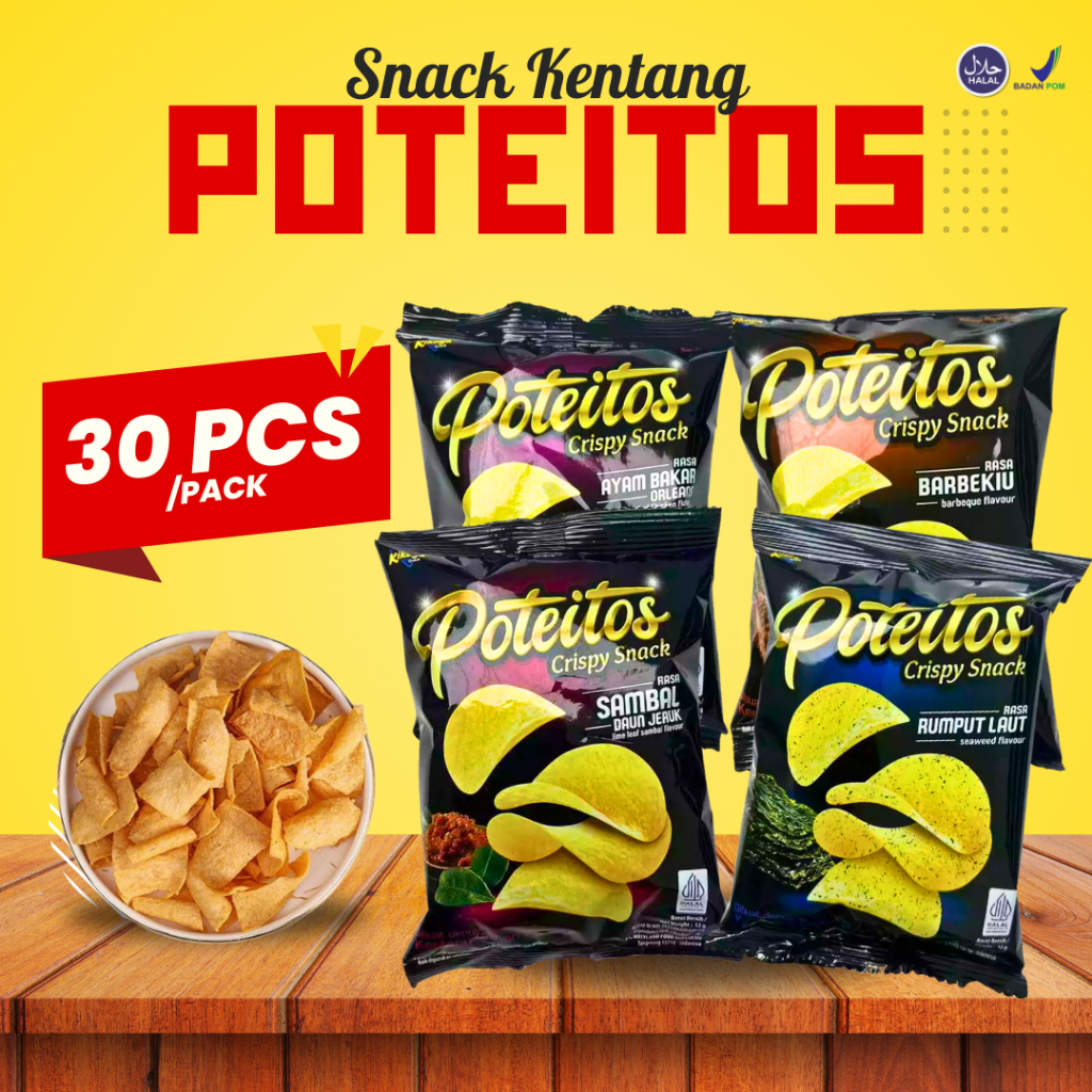 

KERUPUK KENTANG POTEITOS ISI 30 PCS VARIAN RASA BARBEKIU RUMPUT LAUT SAMBAL DAUN JERUK AYAM BAKAR ORLEANS CEMILAN