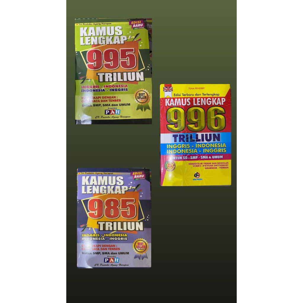 KAMUS LENGKAP INGGRIS - INDONESIA 999 TRILYUN LENGKAP / KAMUS KECIL INGGRIS INDONESIA / KAMUS SAKU I