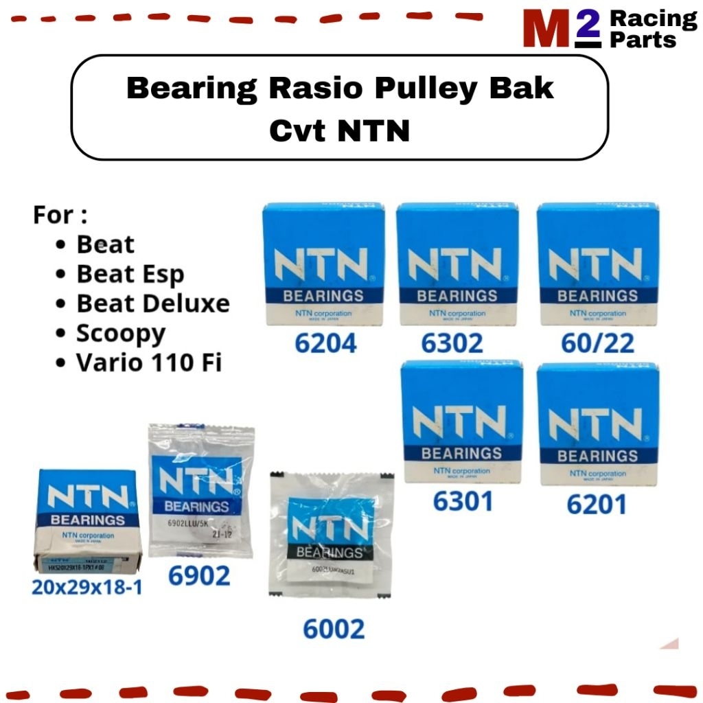 Laher Bearing Rasio Pulley Bak Cvt NTN Beat Scoopy Vario 110 Fi