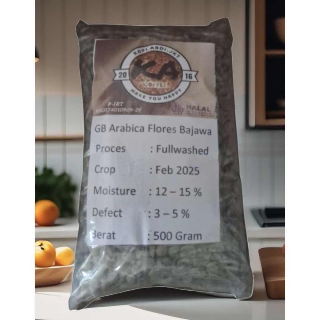 

Grean Bean (GB)/Biji Mentah Arabica Flores Bajawa full washed 500 Gram / 1 Kg