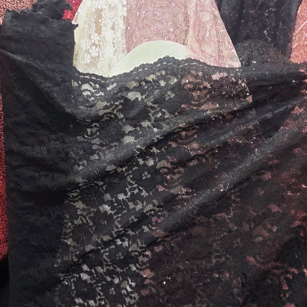 kain brokat premium  - kain brokat kebaya  - kain brokat tulang  - kain brokat luxury ( hitam ) dr