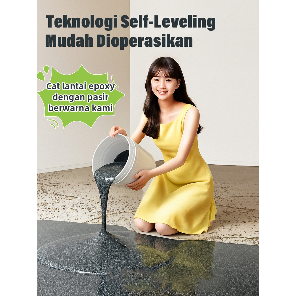 HEMAT [13 warna] 10 in 1 cat lantai epoxy pasir Otomatis leveling cat lantai epoxy lantai semen Anti