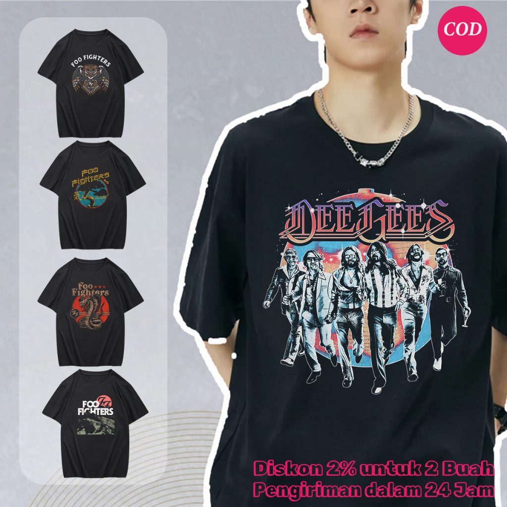 Kaos Hitam dan Barang Merchandise Tur Asia Foo Fighters 2025 (s-4xl)