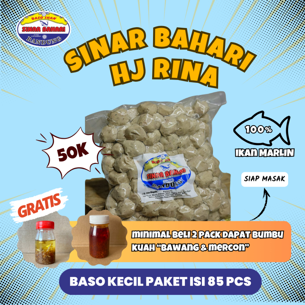 

Bakso Baso Ikan Sinar Bahari Paket Gocap Varian Kecil Bumbu Kuah Tuna Berkualitas Enak Murah 85 Butir