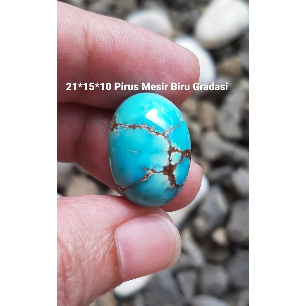 Natural Loose Stone Pirus Mesir Biru gradasi serat merah