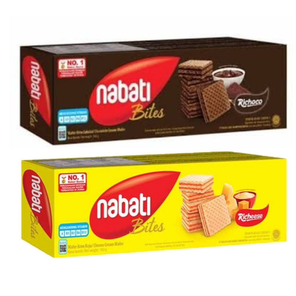 

nabati Richeese Richoco Bites Wafer Krim Keju cokelat 163 g