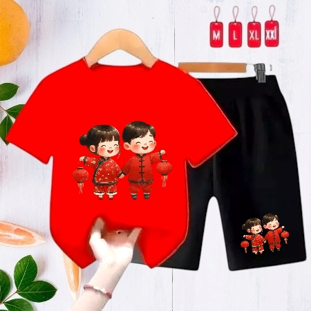 Tahun Kuda / Baju Anak Edisi Imlek / Setelan Anak edisi imlek / Setelan Baju Anak Celana Pendek Moti