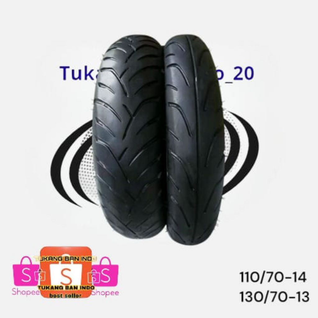 sepasang ban pcx tubles ukuran 110/70-14 dan 130/70-13 merek IRC tubles