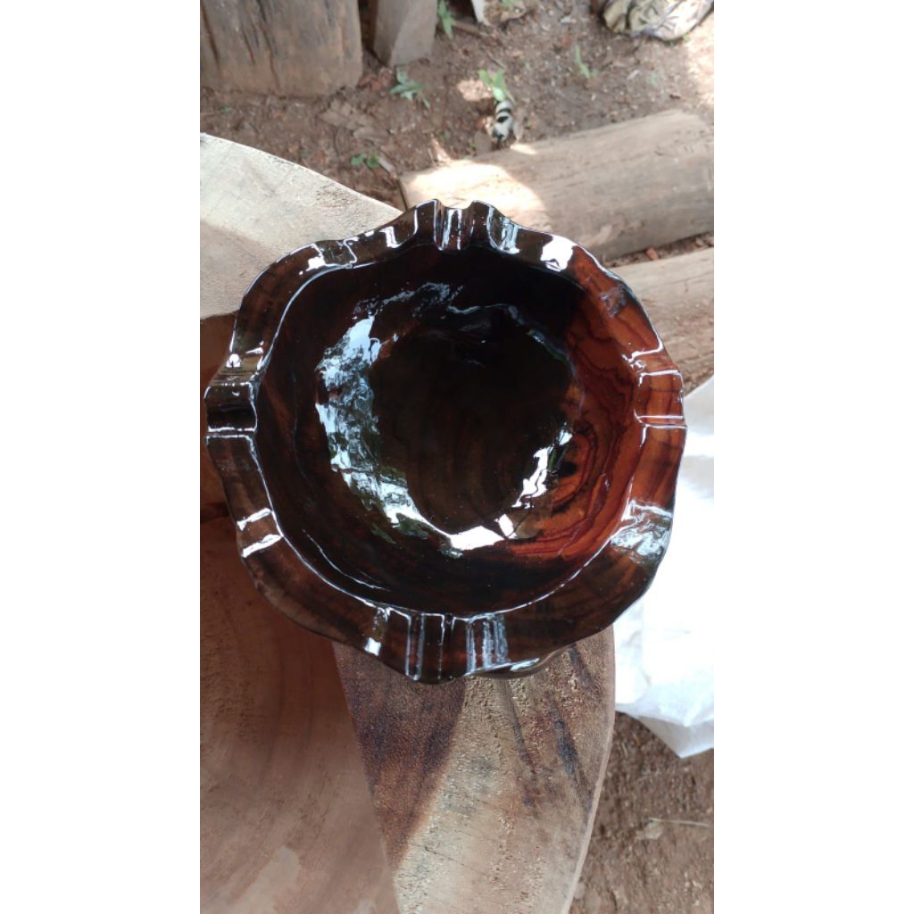 asbak kayu jati pernis