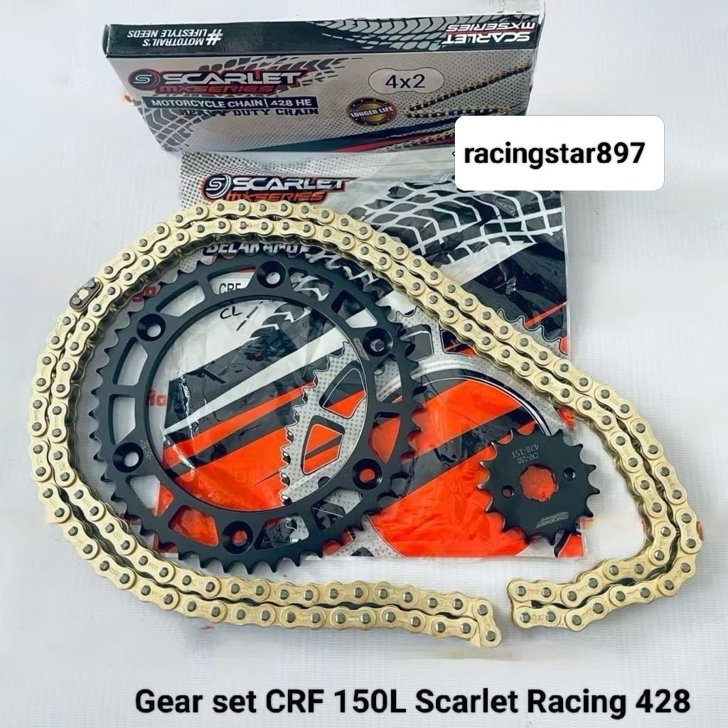 gear set 428 crf 150L scarlet black series set rantai gold scarlet