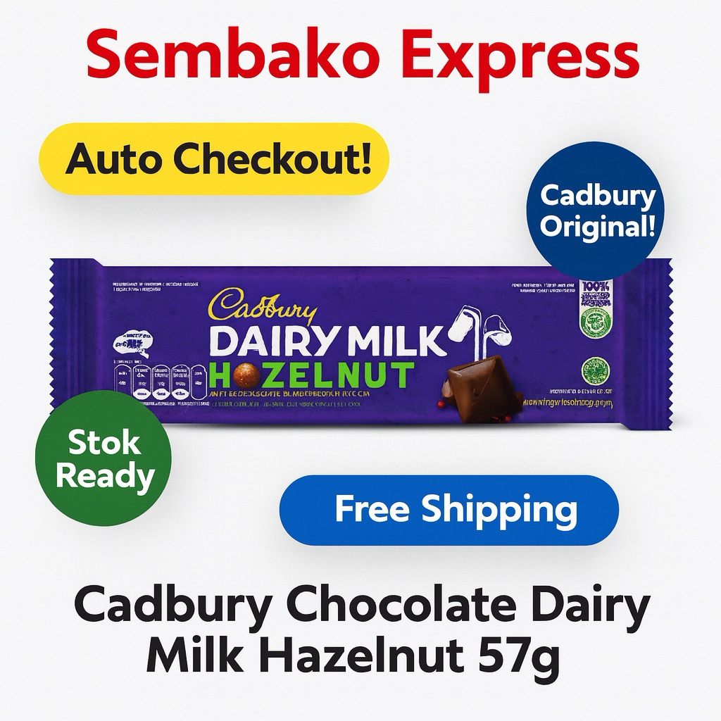 

Cadbury Dairy Milk Hazelnut 57g Cokelat Susu Premium Isi Kacang Hazelnut