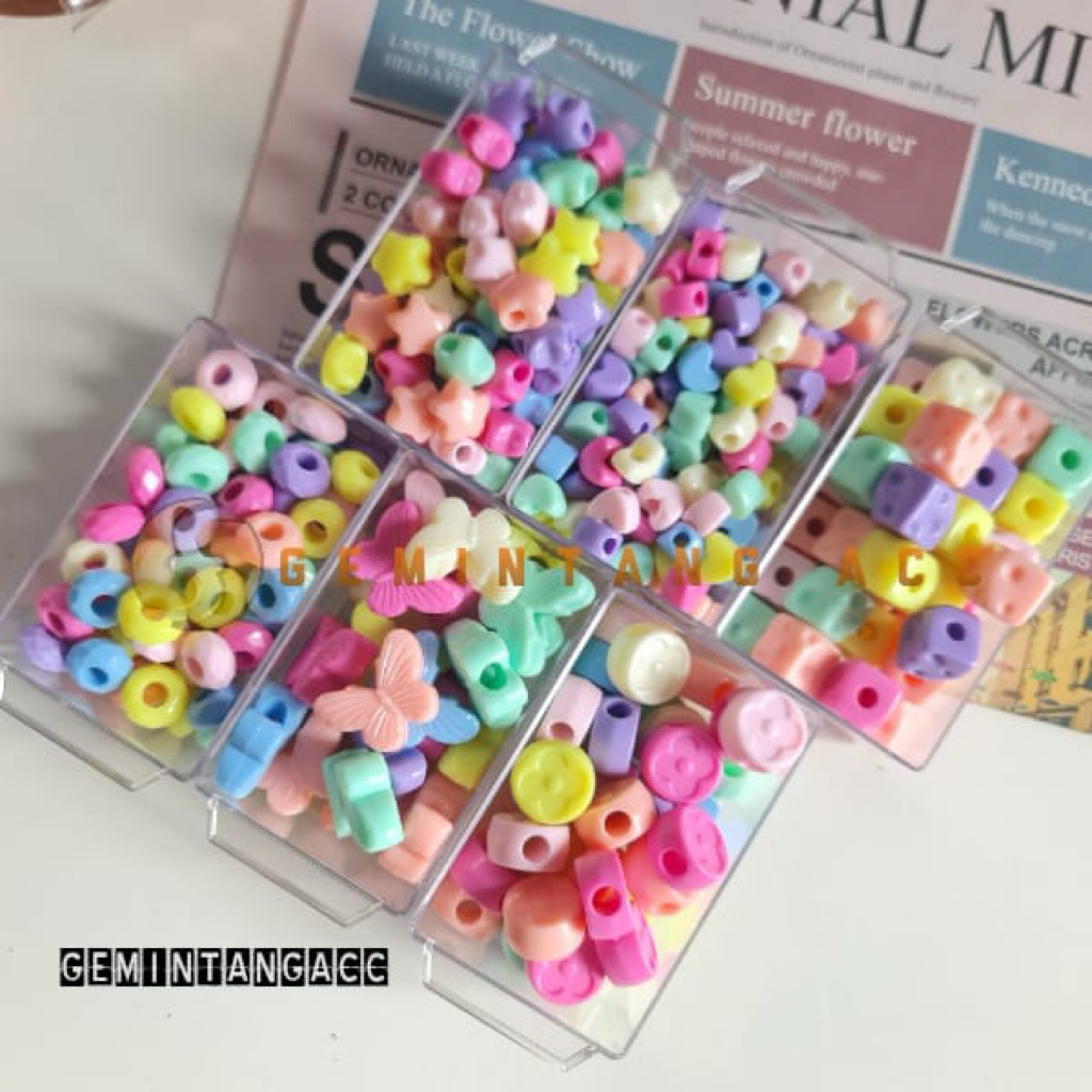 Manik Mote Pastel Lubang Besar Manik Akrilik