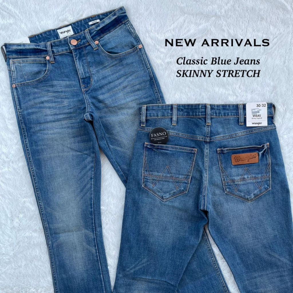 ORIGINAL Wrangler VEGAS “Stretch”, Classic Blue Wash Jeans. C01A24.