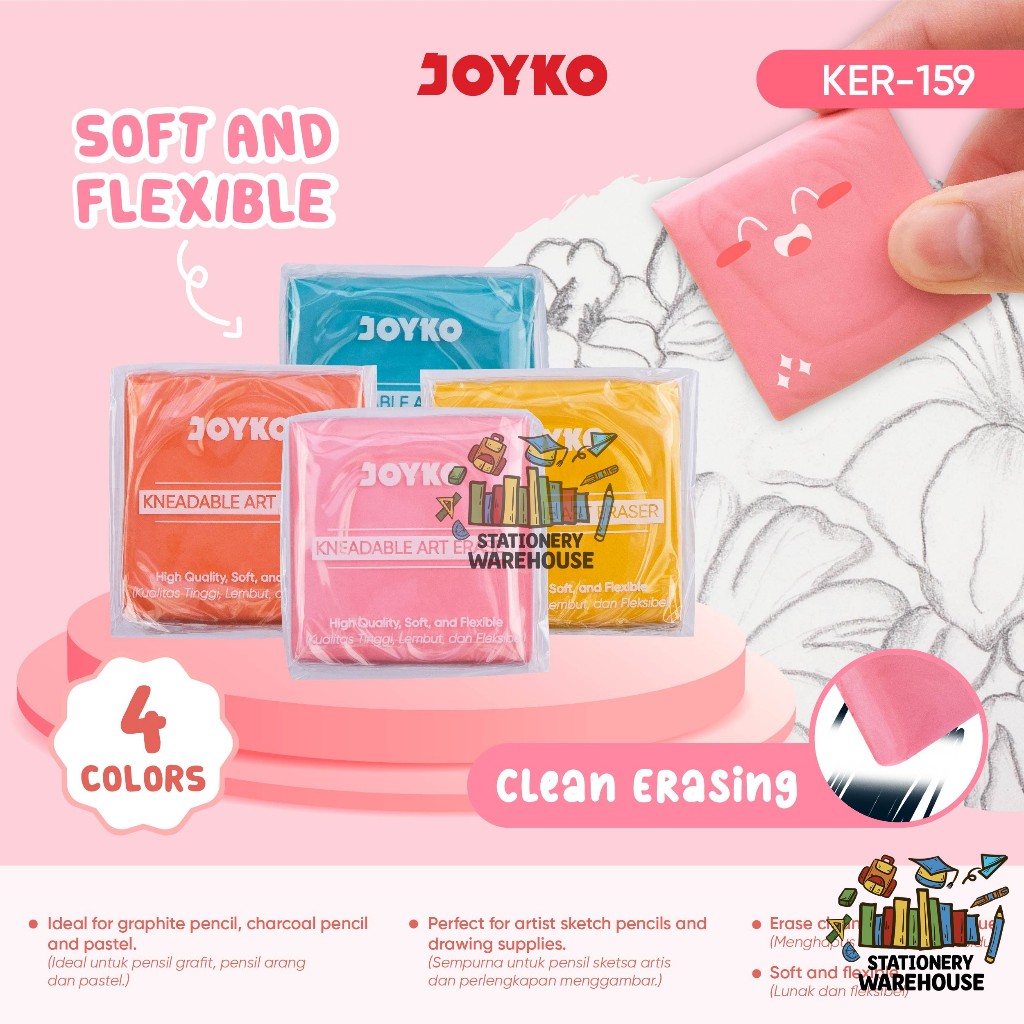 

Kneadable Art Eraser JOYKO Penghapus KER-159 WARNA WARNI