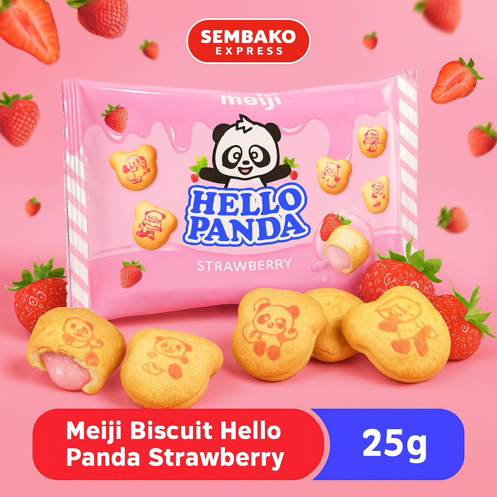 

Meiji Hello Panda Biskuit Isi Strawberry 25g