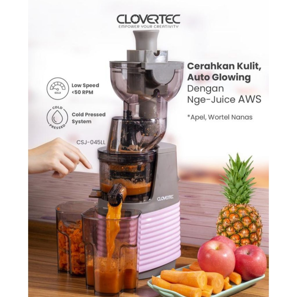 CLOVERTEC SLOW JUICER BUAH TANPA AMPAS COLD PRESSED