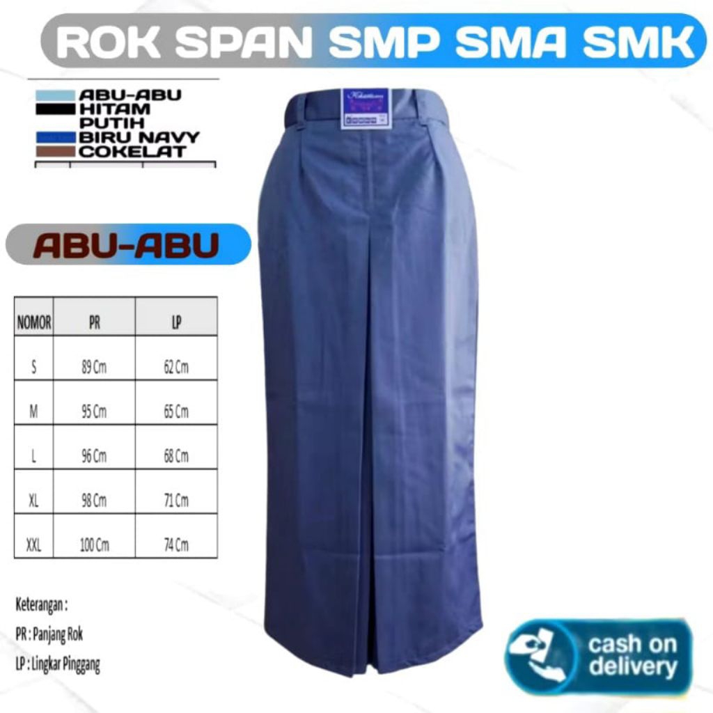 Rok Span Sekolah Abu SMA/SMK Bahan Super DRILL