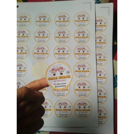 

Cetak sticker Stiker label makanan murah per lembar A4