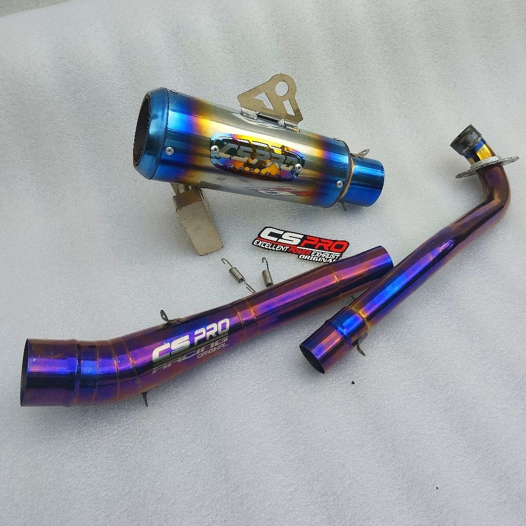 Knalpot Original Cs Pro racing model CLD pipa leher purple all bebek Jupiter z Jupiter z1 vega r/zr 