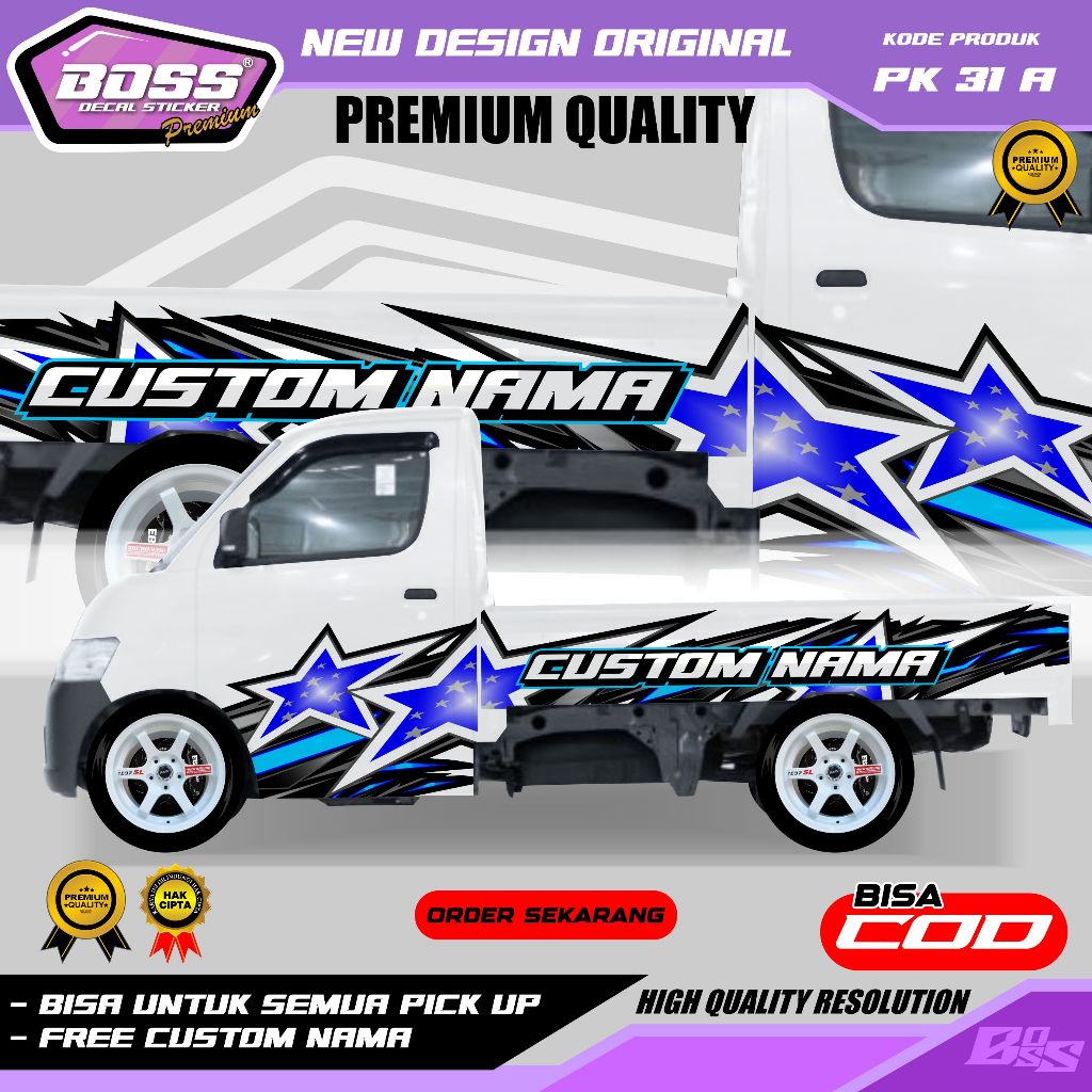 PK 31 - STIKER MOBIL PICKUP GRANMAX ZEBRA NEW CARRY FUTURA TRITON  L300 GRATIS CUSTOM NAMA